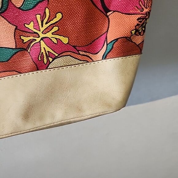 Relic Floral Canvas Floral Tote Bag Purse Zip Top Summer Hadley Fossil - Picture 4 of 13